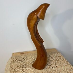 Vintage J. Pinal Wood Carving of Praying Monk Robed Figure from Mexico